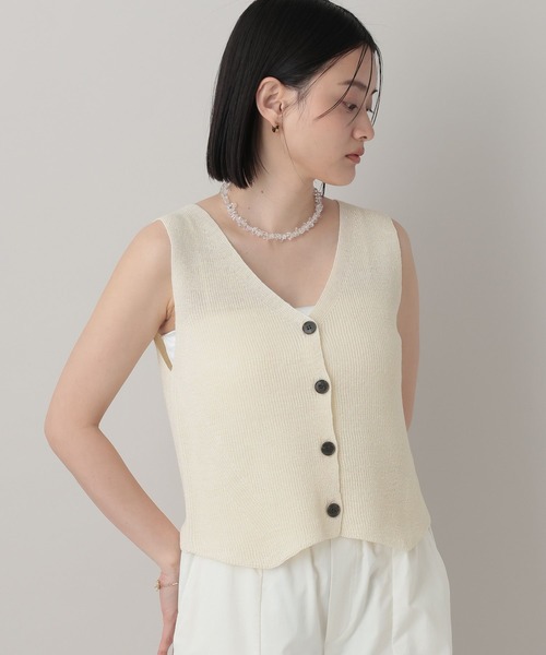 A part by（アパートバイ）の「ニットベスト（ベスト・レディース・チャコールグレー/オフホワイト/ブラウン・FREE）」の11枚目の写真