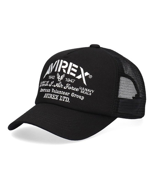 AVIREX(アヴィレックス)の「AVIREX MULTI LOGO MESH CAP(キャップ・メンズ・ブラック/ホワイト・FREE)」の1枚目の写真