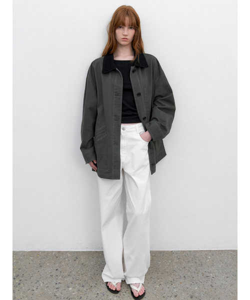 ATELIER NAIN(アトリエナイン)の「STITCH COUDUROY COLLAR BARBUR JACKET (CT-1483)(その他アウター・レディース・ダークグレー・FREE)」の2枚目の写真