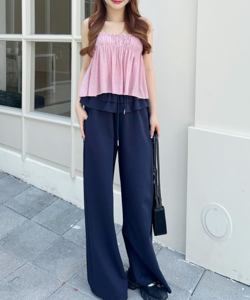 Ada.(エイダ)の「シャーリングデザイン フリルキャミチュニック(シャツ/ブラウス・レディース・アイボリー/ブラック/ピンク・FREE)」の12枚目の写真