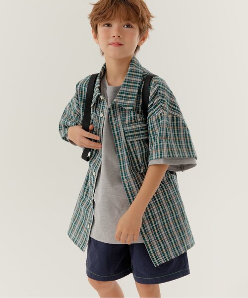 BREEZE(ブリーズ)の「【WEB限定】KUDOZ.B チェックシャツ(シャツ/ブラウス・キッズ・ブラック/グリーン・90/100/110/120/130/140/150)」の2枚目の写真
