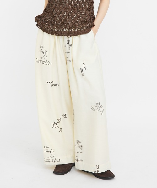 KBF（ケイビーエフ）の「TATTOOワイドイージーパンツ（その他パンツ・レディース・チャコールグレー/アイボリー/ブラウン・ONE）」の4枚目の写真