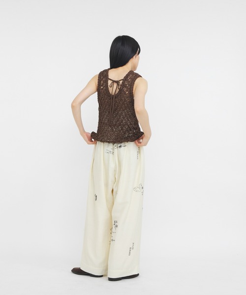 KBF（ケイビーエフ）の「TATTOOワイドイージーパンツ（その他パンツ・レディース・チャコールグレー/アイボリー/ブラウン・ONE）」の10枚目の写真