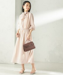 〈手洗い可能〉2WAY プリント タイ 長袖 ワンピース