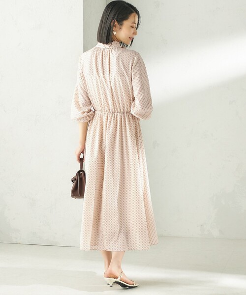 SHIPS(シップス)の「〈手洗い可能〉2WAY プリント タイ 長袖 ワンピース(ワンピース・レディース・ネイビー/ベージュ系その他・ONE SIZE)」の6枚目の写真