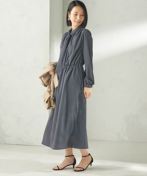 SHIPS(シップス)の「〈手洗い可能〉2WAY プリント タイ 長袖 ワンピース(ワンピース・レディース・ネイビー/ベージュ系その他・ONE SIZE)」の10枚目の写真