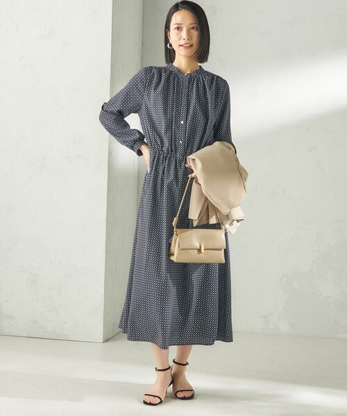 SHIPS(シップス)の「〈手洗い可能〉2WAY プリント タイ 長袖 ワンピース(ワンピース・レディース・ネイビー/ベージュ系その他・ONE SIZE)」の13枚目の写真