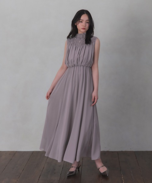 Rose of Sharon(ローズオブシャロン)の「ギャザーネックノースリーブフレアドレス(ドレス・レディース・ネイビー/カーキ/グレイッシュベージュ/マスタード・M)」の15枚目の写真
