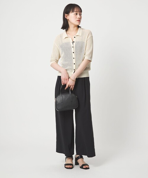 green label relaxing(グリーンレーベルリラクシング)の「メッシュ ポロカーディガン ニット ウォッシャブル(カーディガン/ボレロ・レディース・ダークブラウン/ライトブルー/ブラック/ナチュラル・FREE)」の6枚目の写真