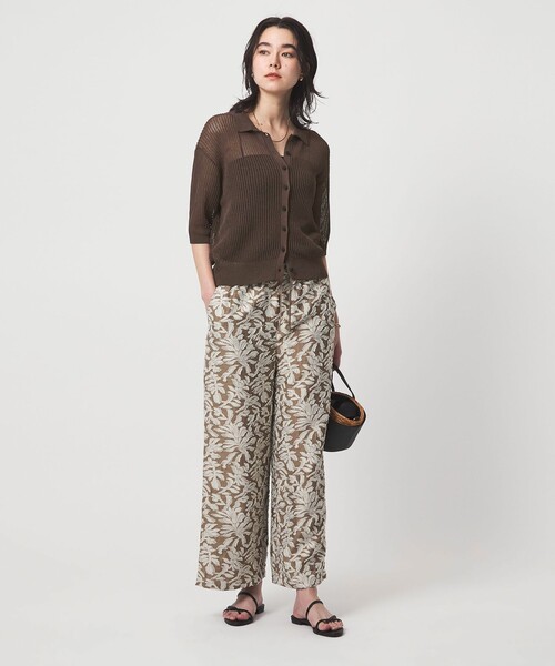 green label relaxing(グリーンレーベルリラクシング)の「メッシュ ポロカーディガン ニット ウォッシャブル(カーディガン/ボレロ・レディース・ダークブラウン/ライトブルー/ブラック/ナチュラル・FREE)」の11枚目の写真