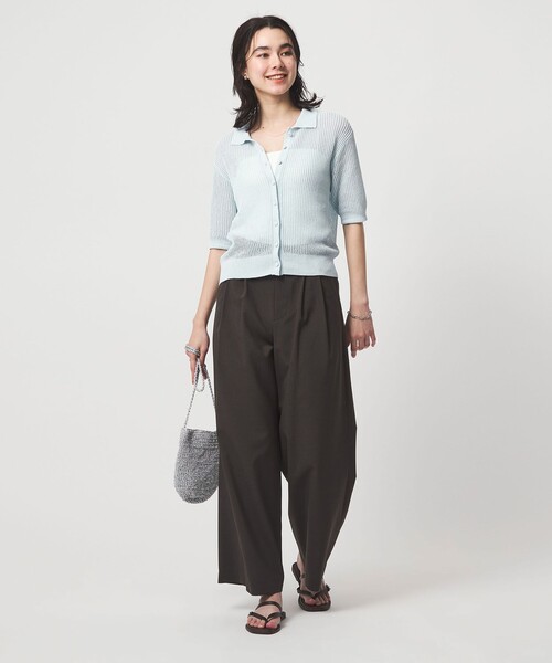 green label relaxing(グリーンレーベルリラクシング)の「メッシュ ポロカーディガン ニット ウォッシャブル(カーディガン/ボレロ・レディース・ダークブラウン/ライトブルー/ブラック/ナチュラル・FREE)」の14枚目の写真