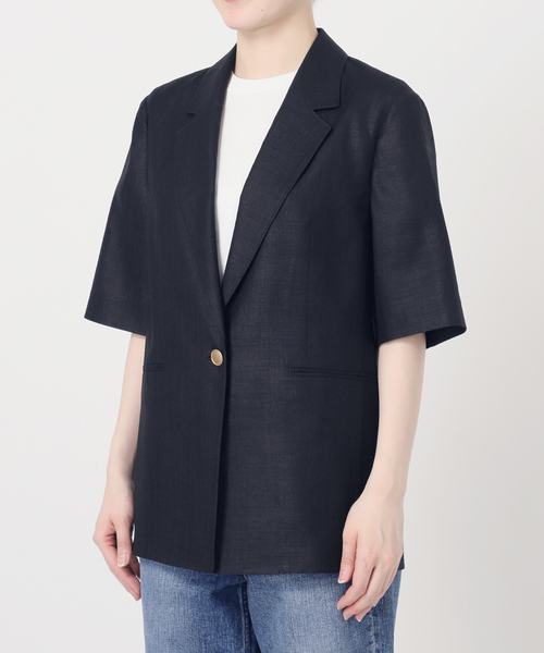 Spick & Span(スピックアンドスパン)の「《セットアップ可》ライトドライクロスシングルブレストジャケット(テーラードジャケット・レディース・ネイビー/ブラウン・38/36)」の10枚目の写真