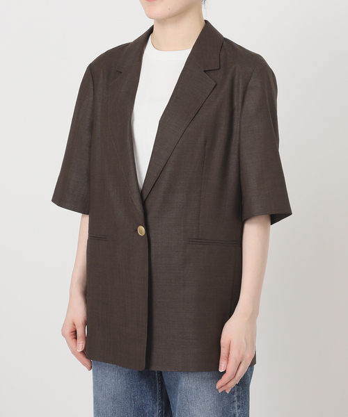 Spick & Span(スピックアンドスパン)の「《セットアップ可》ライトドライクロスシングルブレストジャケット(テーラードジャケット・レディース・ネイビー/ブラウン・38/36)」の11枚目の写真