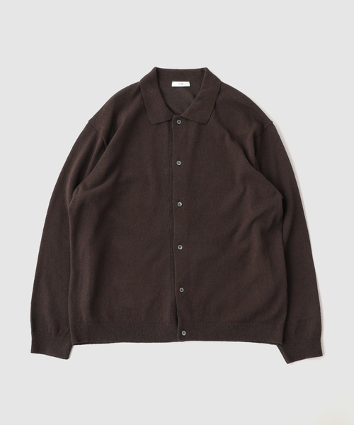 ATON(エイトン)の「ATON(エイトン) COTTON WASHI BOUCLE POL0 CARDIGAN(ニット/セーター・メンズ・ブラウン・4/6)」の1枚目の写真
