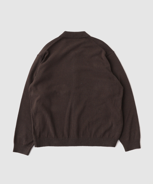 ATON(エイトン)の「ATON(エイトン) COTTON WASHI BOUCLE POL0 CARDIGAN(ニット/セーター・メンズ・ブラウン・4/6)」の2枚目の写真