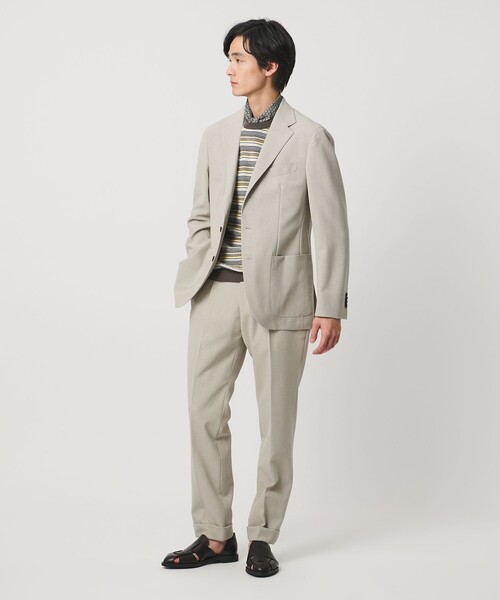 UNITED ARROWS（ユナイテッドアローズ）の「リネンコットン マルチボーダー ニット Tシャツ（Tシャツ/カットソー・メンズ・ネイビー/ベージュ・L/S/M）」の4枚目の写真