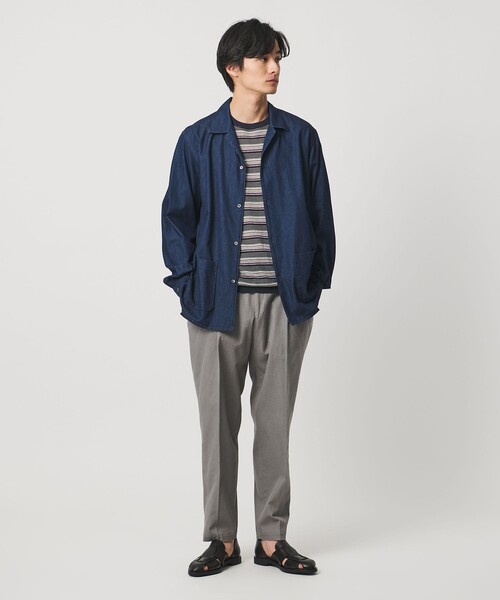 UNITED ARROWS（ユナイテッドアローズ）の「リネンコットン マルチボーダー ニット Tシャツ（Tシャツ/カットソー・メンズ・ネイビー/ベージュ・L/S/M）」の7枚目の写真