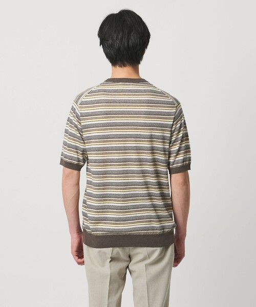 UNITED ARROWS（ユナイテッドアローズ）の「リネンコットン マルチボーダー ニット Tシャツ（Tシャツ/カットソー・メンズ・ネイビー/ベージュ・L/S/M）」の10枚目の写真