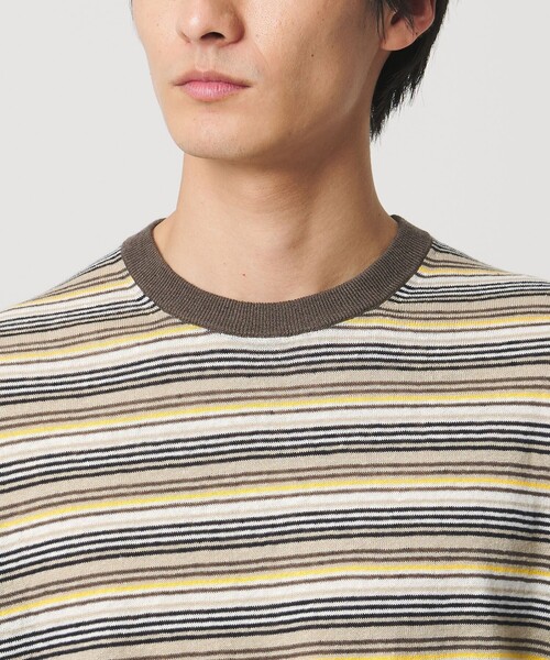UNITED ARROWS（ユナイテッドアローズ）の「リネンコットン マルチボーダー ニット Tシャツ（Tシャツ/カットソー・メンズ・ネイビー/ベージュ・L/S/M）」の11枚目の写真