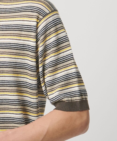 UNITED ARROWS（ユナイテッドアローズ）の「リネンコットン マルチボーダー ニット Tシャツ（Tシャツ/カットソー・メンズ・ネイビー/ベージュ・L/S/M）」の12枚目の写真
