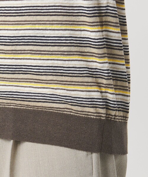 UNITED ARROWS（ユナイテッドアローズ）の「リネンコットン マルチボーダー ニット Tシャツ（Tシャツ/カットソー・メンズ・ネイビー/ベージュ・L/S/M）」の13枚目の写真