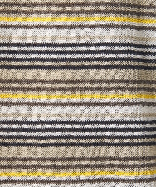 UNITED ARROWS（ユナイテッドアローズ）の「リネンコットン マルチボーダー ニット Tシャツ（Tシャツ/カットソー・メンズ・ネイビー/ベージュ・L/S/M）」の14枚目の写真
