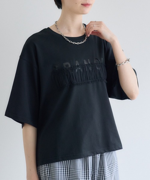 Paradise Picnic（パラダイスピクニック）の「TRANOI. チュールベアワイドTシャツ（Tシャツ/カットソー・レディース・チャコールグレー/ホワイト/カーキ/ブラック・FREE）」の3枚目の写真