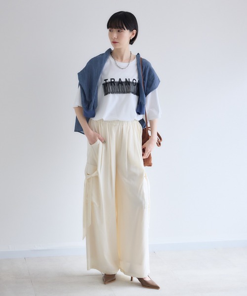 Paradise Picnic（パラダイスピクニック）の「TRANOI. チュールベアワイドTシャツ（Tシャツ/カットソー・レディース・チャコールグレー/ホワイト/カーキ/ブラック・FREE）」の9枚目の写真