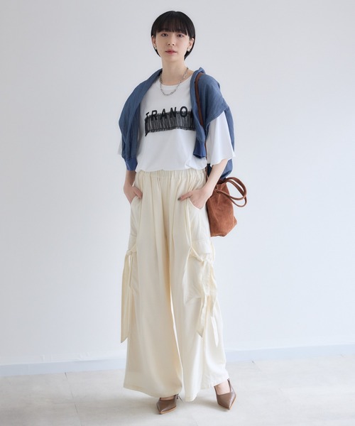 Paradise Picnic（パラダイスピクニック）の「TRANOI. チュールベアワイドTシャツ（Tシャツ/カットソー・レディース・チャコールグレー/ホワイト/カーキ/ブラック・FREE）」の11枚目の写真