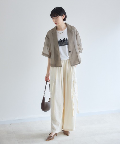 Paradise Picnic（パラダイスピクニック）の「TRANOI. チュールベアワイドTシャツ（Tシャツ/カットソー・レディース・チャコールグレー/ホワイト/カーキ/ブラック・FREE）」の15枚目の写真