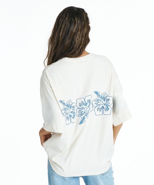 ROXY（ロキシー）の「ROXY/ロキシー 半袖 Tシャツ オーバーサイズ ハイビスカス 刺繍 BREAK LINE RST262036（Tシャツ/カットソー・レディース・ブラック/ホワイト/イエロー・M/L）」の5枚目の写真