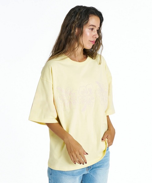 ROXY（ロキシー）の「ROXY/ロキシー 半袖 Tシャツ オーバーサイズ ハイビスカス 刺繍 BREAK LINE RST262036（Tシャツ/カットソー・レディース・ブラック/ホワイト/イエロー・M/L）」の10枚目の写真