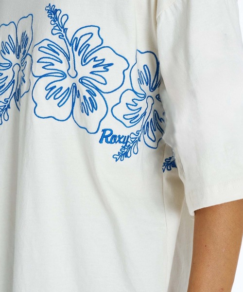 ROXY（ロキシー）の「ROXY/ロキシー 半袖 Tシャツ オーバーサイズ ハイビスカス 刺繍 BREAK LINE RST262036（Tシャツ/カットソー・レディース・ブラック/ホワイト/イエロー・M/L）」の6枚目の写真