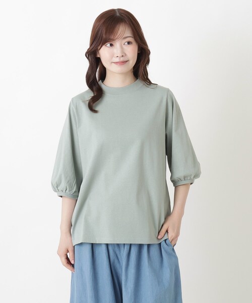 one'sterrace(ワンズテラス)の「【リンネル7月号掲載】パフスリーブ コットンカットソープルオーバー(Tシャツ/カットソー・レディース・ブラック系8/ブルー系その他7/グリーン系その他6/レッド系9/ベージュ系その他7/アイボリー系8・02)」の5枚目の写真