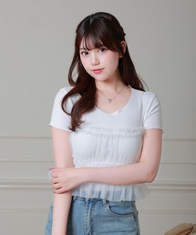 レースキャミソール×Tシャツセットトップス