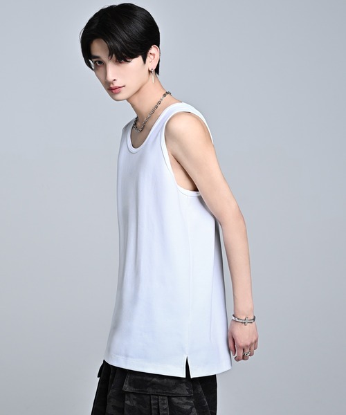 ADRER（アドラー）の「Punch Layered Oversize Tank Top ／ ポンチ レイヤード オーバーサイズタンクトップ（タンクトップ・メンズ・ホワイト/ブラック・L/M/S/XS）」の8枚目の写真