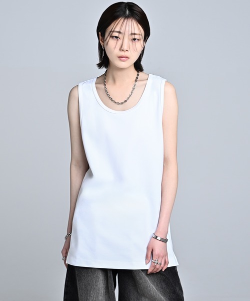 ADRER（アドラー）の「Punch Layered Oversize Tank Top ／ ポンチ レイヤード オーバーサイズタンクトップ（タンクトップ・メンズ・ホワイト/ブラック・L/M/S/XS）」の13枚目の写真