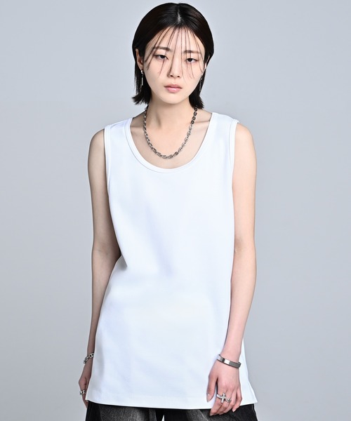 ADRER（アドラー）の「Punch Layered Oversize Tank Top ／ ポンチ レイヤード オーバーサイズタンクトップ（タンクトップ・メンズ・ホワイト/ブラック・L/M/S/XS）」の14枚目の写真