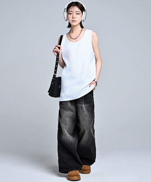 ADRER（アドラー）の「Punch Layered Oversize Tank Top ／ ポンチ レイヤード オーバーサイズタンクトップ（タンクトップ・メンズ・ホワイト/ブラック・L/M/S/XS）」の15枚目の写真
