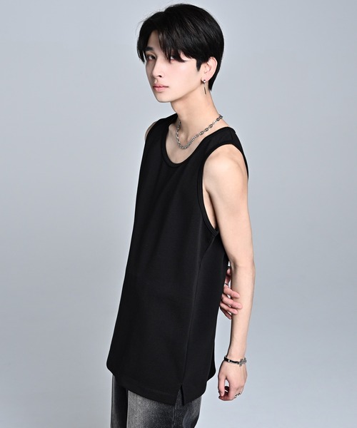 ADRER（アドラー）の「Punch Layered Oversize Tank Top ／ ポンチ レイヤード オーバーサイズタンクトップ（タンクトップ・メンズ・ホワイト/ブラック・L/M/S/XS）」の5枚目の写真
