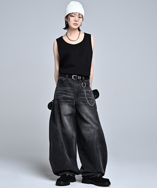 ADRER（アドラー）の「Punch Layered Oversize Tank Top ／ ポンチ レイヤード オーバーサイズタンクトップ（タンクトップ・メンズ・ホワイト/ブラック・L/M/S/XS）」の18枚目の写真