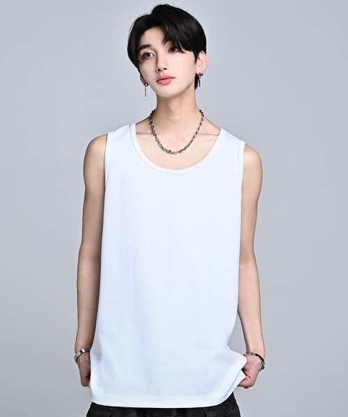 ADRER（アドラー）の「Punch Layered Oversize Tank Top ／ ポンチ レイヤード オーバーサイズタンクトップ（タンクトップ・メンズ・ホワイト/ブラック・L/M/S/XS）」の3枚目の写真