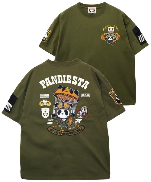 PANDIESTA(パンディエスタ)の「パラシュートパンダTシャツ(M2)(Tシャツ/カットソー・メンズ・ホワイト/ブラック/カーキ・M/L/XXL/XL)」の3枚目の写真