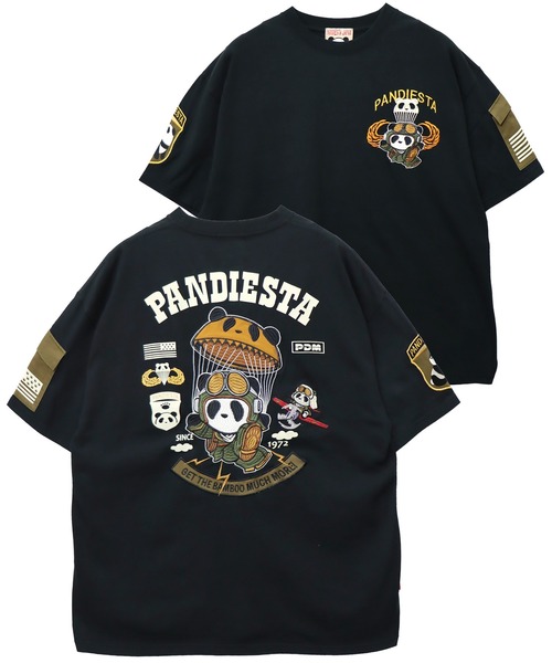 PANDIESTA(パンディエスタ)の「パラシュートパンダTシャツ(M2)(Tシャツ/カットソー・メンズ・ホワイト/ブラック/カーキ・M/L/XXL/XL)」の2枚目の写真