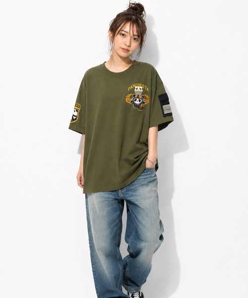 PANDIESTA(パンディエスタ)の「パラシュートパンダTシャツ(M2)(Tシャツ/カットソー・メンズ・ホワイト/ブラック/カーキ・M/L/XXL/XL)」の4枚目の写真
