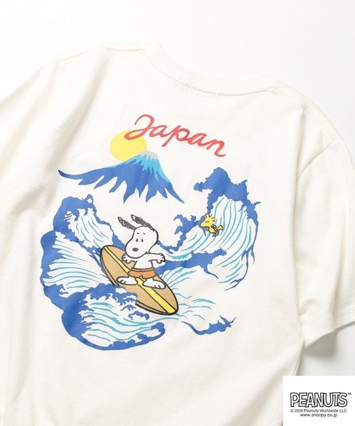 PEANUTS（ピーナッツ）の「PEANUTS 波柄 刺繍 天竺半袖Tシャツ（Tシャツ/カットソー・レディース・ブラック/オフホワイト・LL/S/M/L）」の2枚目の写真
