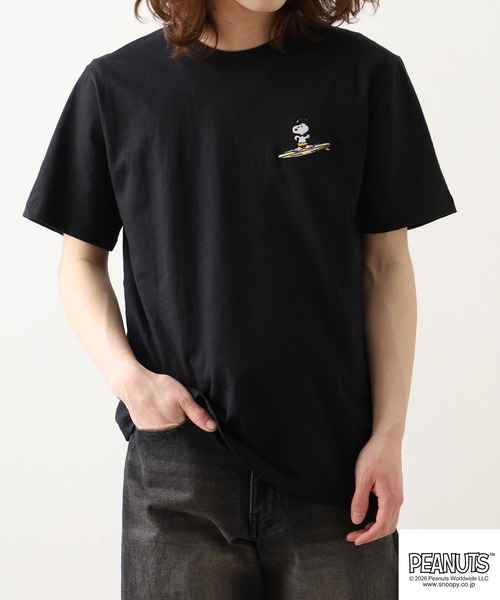 PEANUTS（ピーナッツ）の「PEANUTS 波柄 刺繍 天竺半袖Tシャツ（Tシャツ/カットソー・レディース・ブラック/オフホワイト・LL/S/M/L）」の18枚目の写真