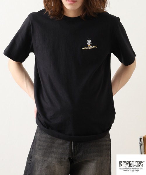 PEANUTS（ピーナッツ）の「PEANUTS 波柄 刺繍 天竺半袖Tシャツ（Tシャツ/カットソー・レディース・ブラック/オフホワイト・LL/S/M/L）」の17枚目の写真