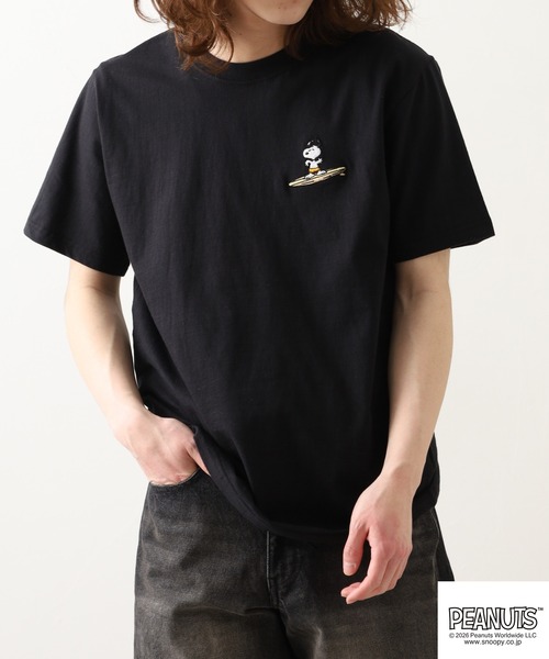 PEANUTS（ピーナッツ）の「PEANUTS 波柄 刺繍 天竺半袖Tシャツ（Tシャツ/カットソー・レディース・ブラック/オフホワイト・LL/S/M/L）」の16枚目の写真