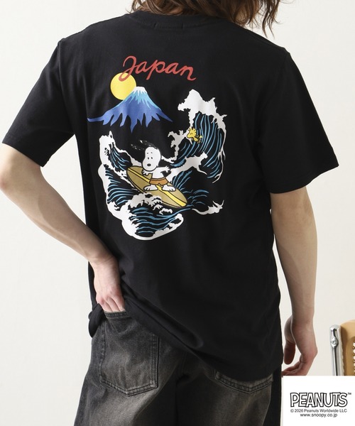 PEANUTS（ピーナッツ）の「PEANUTS 波柄 刺繍 天竺半袖Tシャツ（Tシャツ/カットソー・レディース・ブラック/オフホワイト・LL/S/M/L）」の15枚目の写真